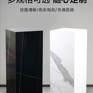 大理石底座爵士白岩板石墩石柱客厅电视柜落地P展示台轻奢雕塑摆