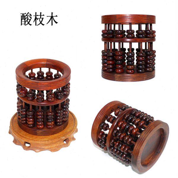 草花梨木仿古笔筒檀木质算盘笔筒创意办公用礼木质工艺