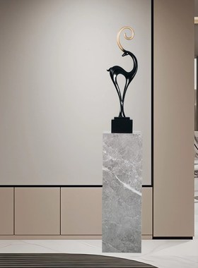 大理石底座摆台基座大型落地雕塑墩F子酒店电视柜旁摆件装饰品展