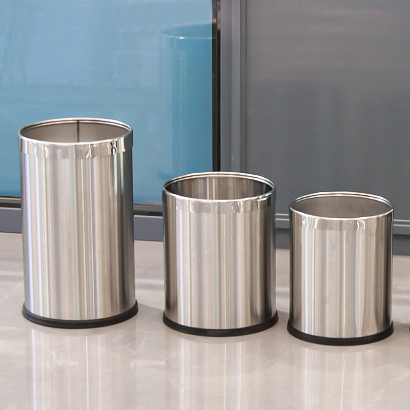 304不锈钢垃圾桶l大号无盖客厅厨房家用厕所卫生间圆形酒店办公室