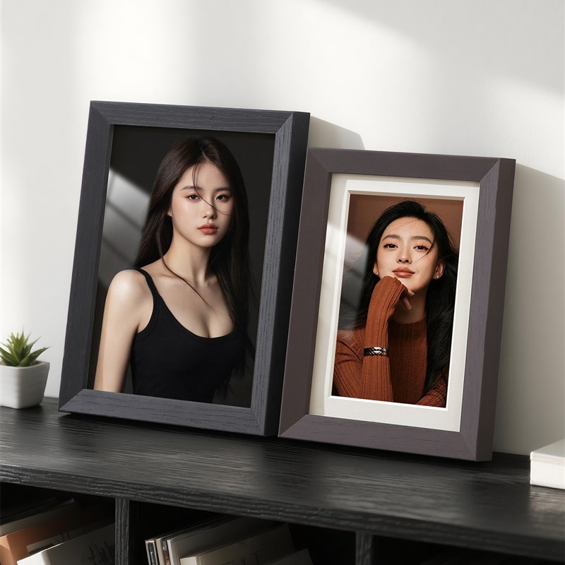 黑色相框摆台洗照片做成6寸空框高D级感挂墙打印加定制a3实木画框