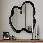 卫生间浴室镜洗手台波浪镜子 壁挂梳妆镜法式 欧式 异形化妆镜台式