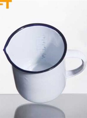 贝傅特搪瓷量杯实验室带刻度量杯白色搪瓷缸L带柄内刻度多用杯子5