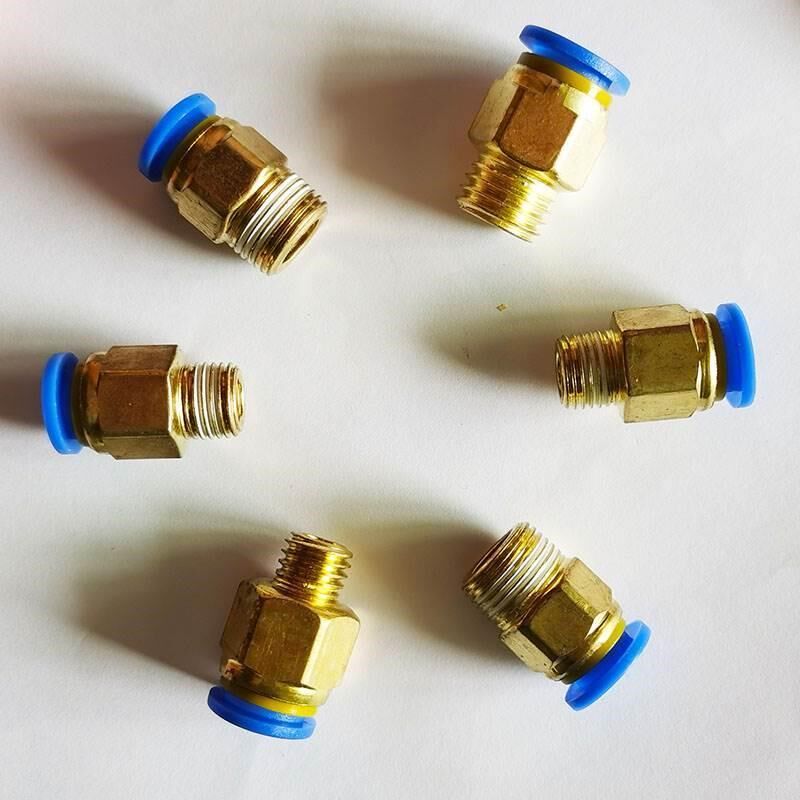 镀铜水嘴快速接头公制粗牙英制细牙气动直接模具气管快接螺纹直通