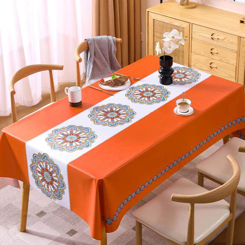 桌布免洗轻奢防烫长方形餐桌茶几台布防水防油高级感家用pvc餐桌