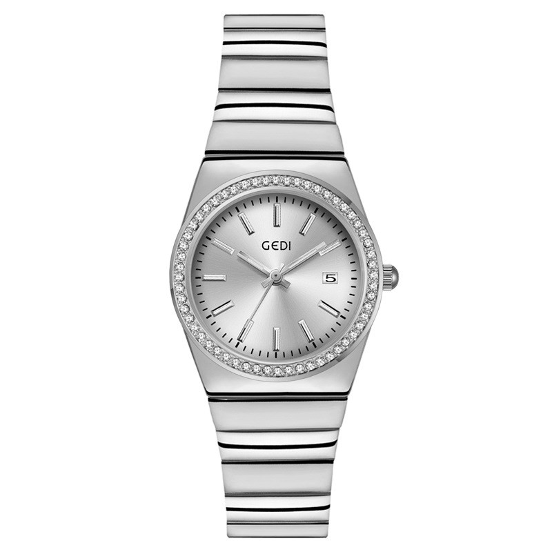 小众高级g感带日历广州腕表女士轻奢镶钻防水竹节带石英手表