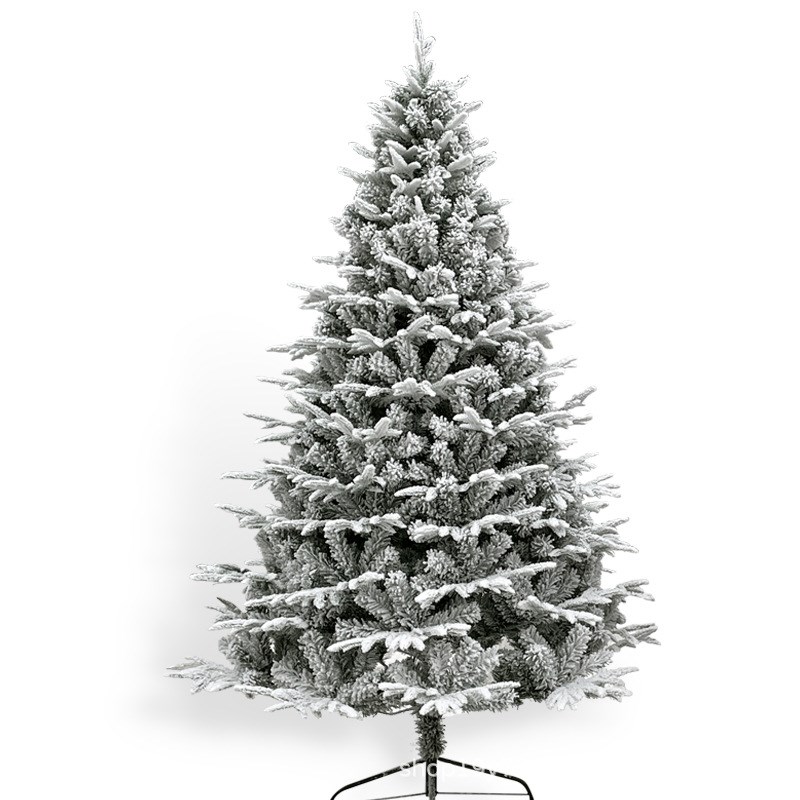 圣诞节白色雪花植绒PE圣诞树1.5米1.8米2.1O米3米仿真雪松雪景装