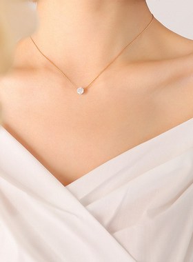 浪漫风潮个性锁骨链首饰镶嵌单钻锆石项链N情侣款小众设计饰品女