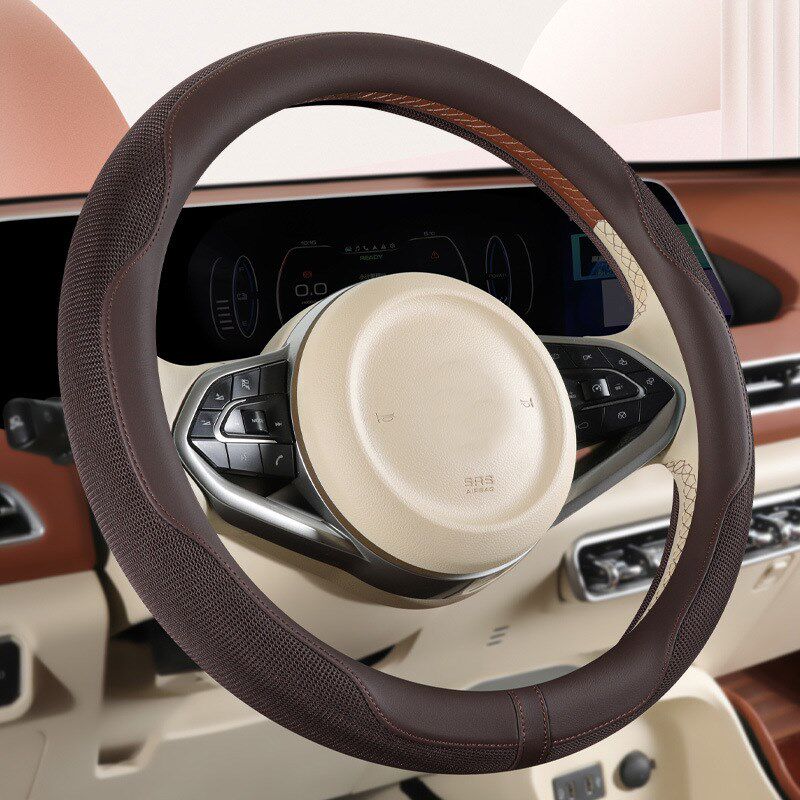 汽车方向盘套四季冰丝透气吸汗D型把套男M女防滑方向套跨境