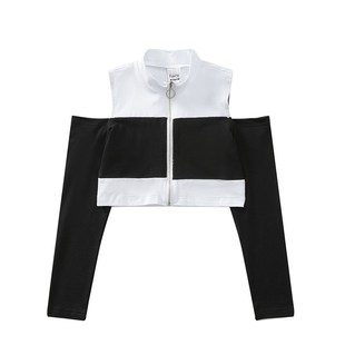 儿童爵士舞服装女童潮酷时髦露脐套装秋季炸N街嘻哈风街舞表演出