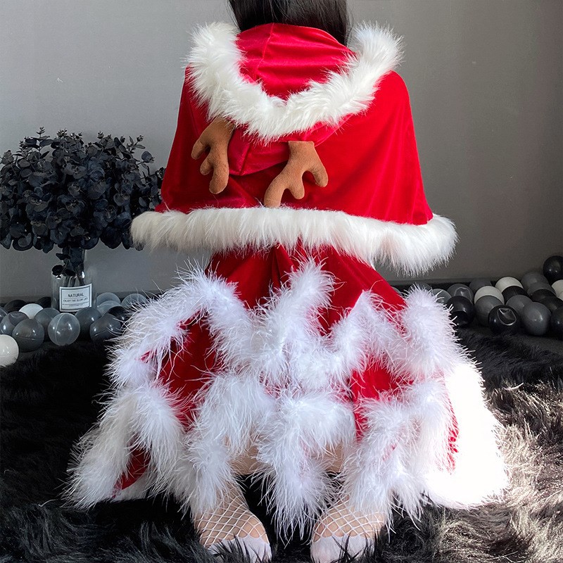 万圣节服装舞台红色镂空r兔女郎性感制服诱惑二次元cos女仆装圣诞