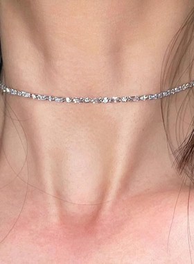 高级感锆石d项链女ins轻奢精致小众气质设计锁骨链百搭高级感颈链