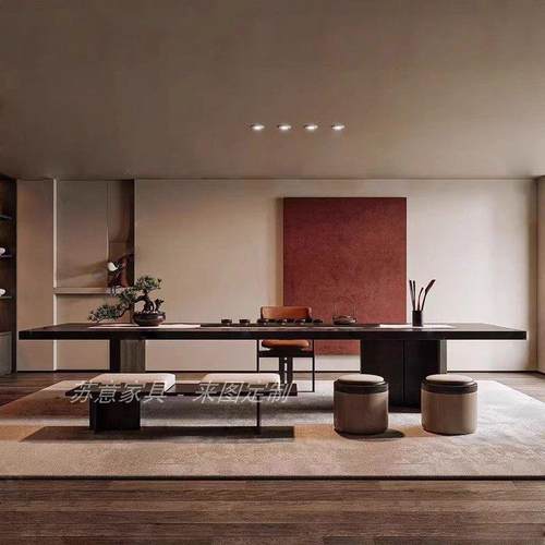 宋氏美学茶室泡茶桌新中式茶桌宅寂风禅意茶室简约实木美学泡茶台