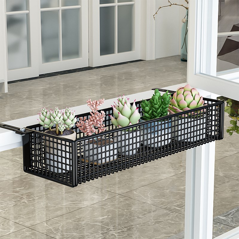 窗台置物架窗外阳台花架护栏杆挂篮架悬挂L式多肉绿萝花盆铁艺托