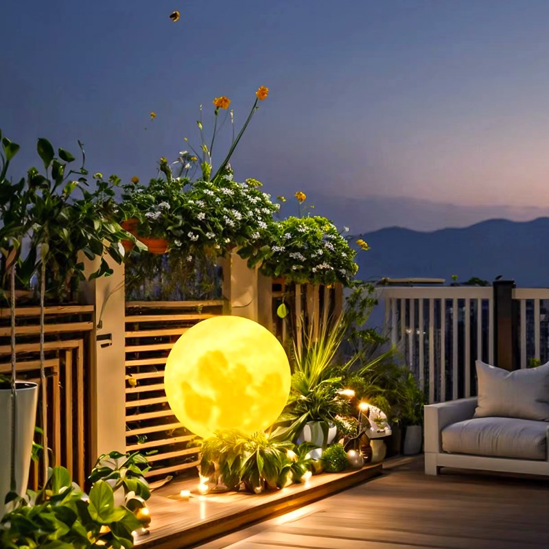 太阳能户外月球灯草坪灯别墅庭院装饰防水月亮灯室外Z露台圆球灯