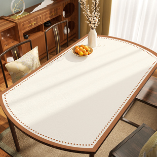 硅胶椭圆形桌垫防水防油防烫免洗可折叠弧形皮革圆桌桌布茶几台垫