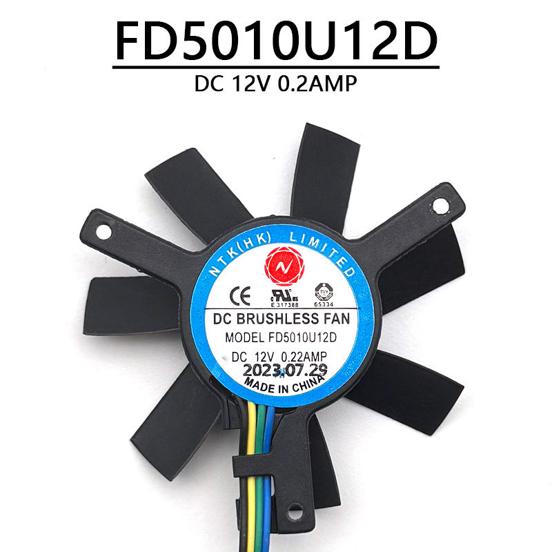 适用于FD5010U12D NTK(HK)LIMITED 直径46mm四线显卡散热静音风扇