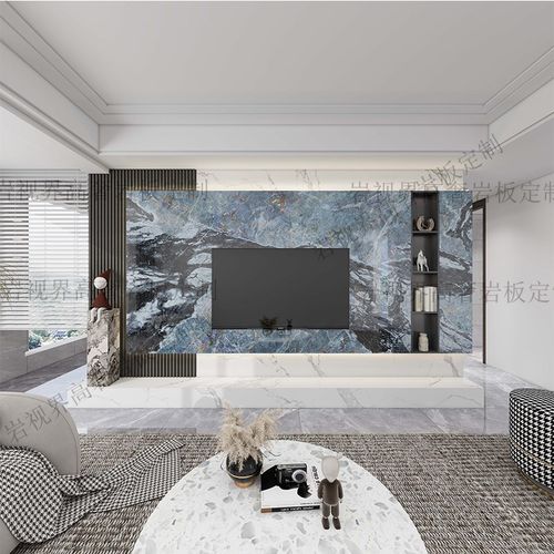 岩板电视背景墙轻奢m高级感2025悬浮款瓷砖大理石奢石悬空现代客
