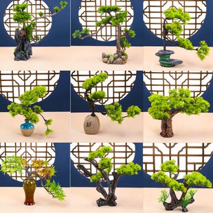 酒店刺身摆盘装饰松树花草冷菜盘式菜品点缀日式海鲜姿造拼盘摆件