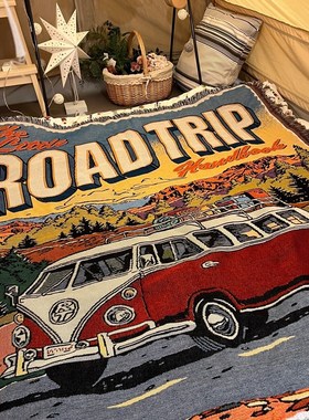 Road Trip公路旅行极限运动帐篷装饰毯子N 沙发毯青旅民宿 青藏线