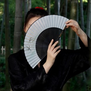 Fan风度惟妙水墨风中国风古风折扇丝绸便携扇子文创送礼定制竹扇