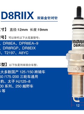 摩托车双铱金火花塞A7RIU D8TC CR8EIX黄龙30M0踏板125 NS110原装