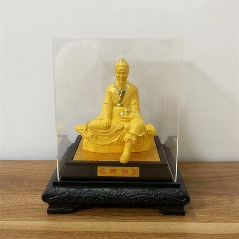 绒沙金酒老人摆件  酒仙神像家居店铺公司客厅书桌工艺品装饰摆设
