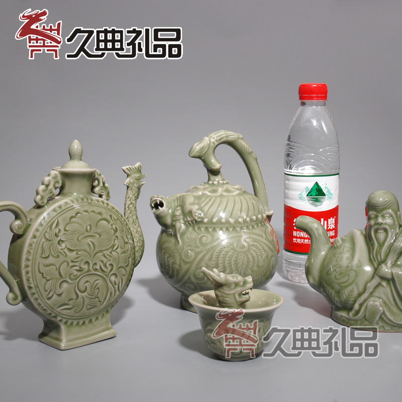 陕西特色耀州瓷礼盒四件套 实用酒具餐具现代工艺品商务礼品