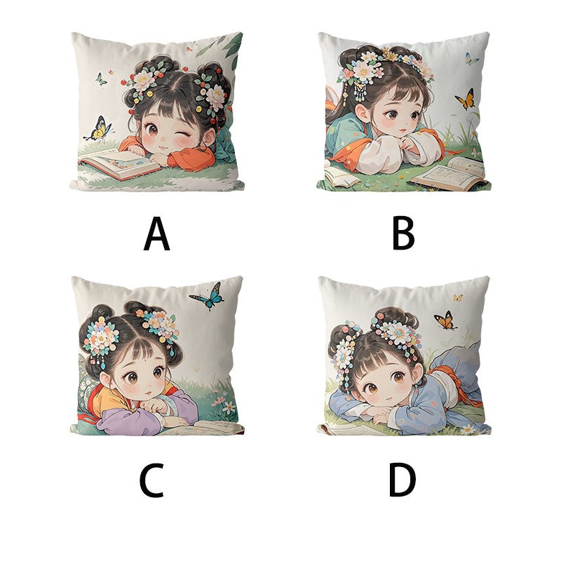 古风女孩十字绣抱枕自己绣2024新款自己绣卧室沙发打发时间