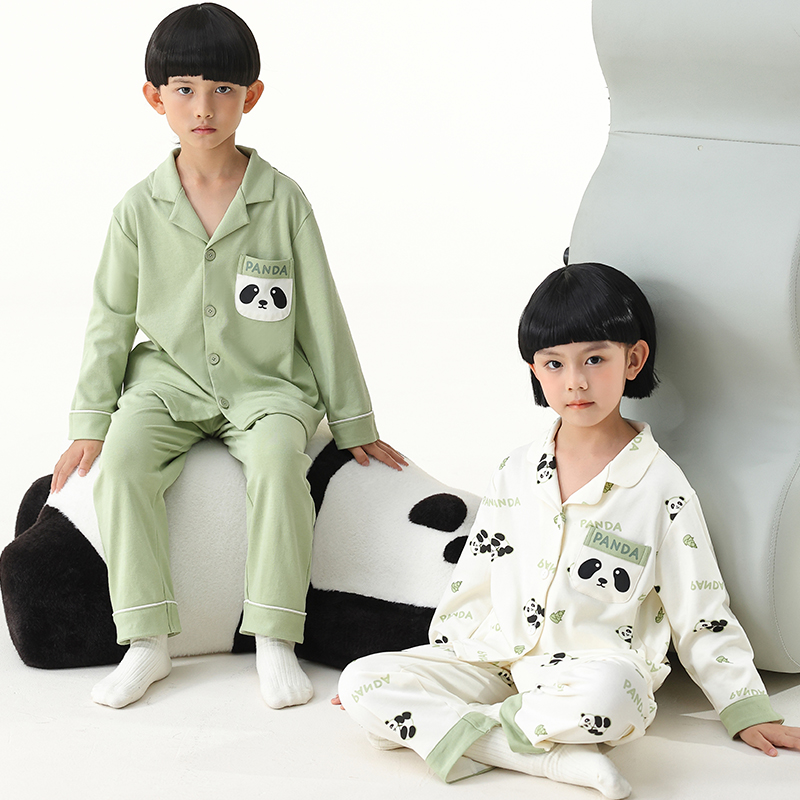 猫人春秋纯棉卡通儿童家居服套装