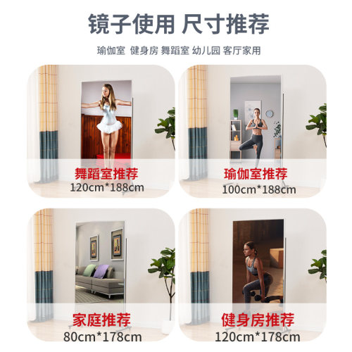 可移动舞蹈镜万向轮落地镜家用镜子全身穿衣镜瑜伽健身练功房镜子