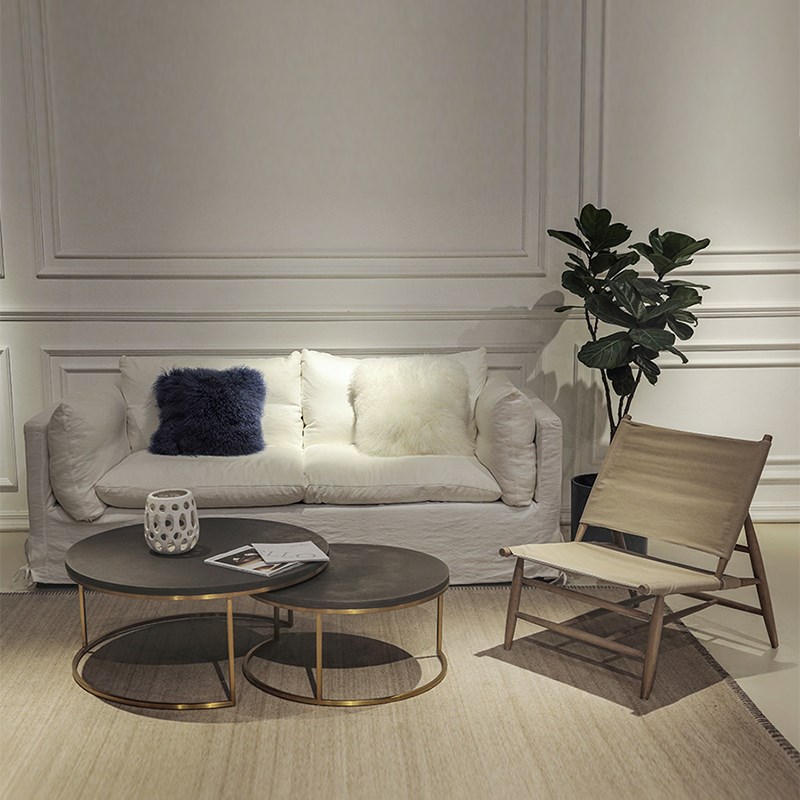 亚麻布艺沙发小户型多人位可拆洗 日式侘寂风客厅实木民宿家具