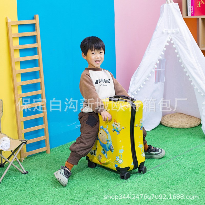 高配置卡通可爱骑行拉杆箱小号儿童行李箱20寸卡通旅行密码拉杆箱