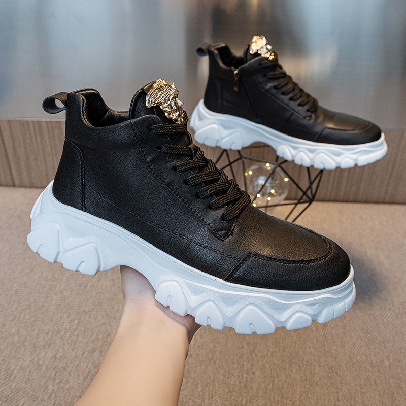 男鞋个性高帮鞋白色马丁靴内增高鞋潮男小白鞋老爹鞋休闲靴子