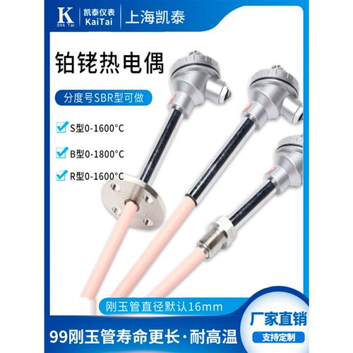 S型铂铑热电偶WRP-130/0-1600度高温刚玉管热电偶B/R型温度传感器