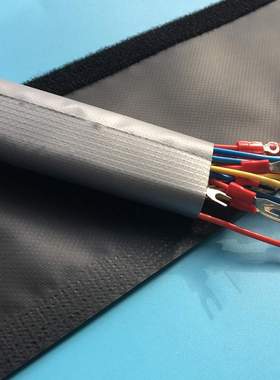 WPC魔术贴结束带灰色+黑色阻燃防尘粘式套管线缆保护带黑灰双面用