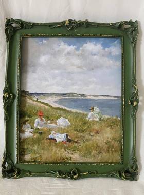 复古镂空雕花绿色树脂相框欧式油画框客厅卧室照片墙组合装饰画框