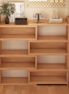 实木书架置物架落地一体靠墙转角储物柜子不占地方简易家用小书柜