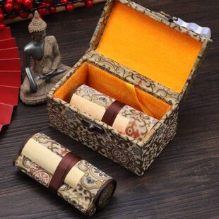 迷你卷轴心金手卷小楷书法创作1cm空白方格万年蓝高档礼盒卷轴