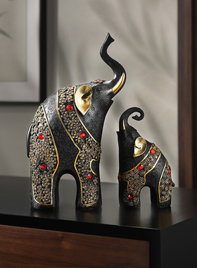 新中式轻奢动物大象摆件家居客厅酒柜办公室N样板房高级摆设装饰