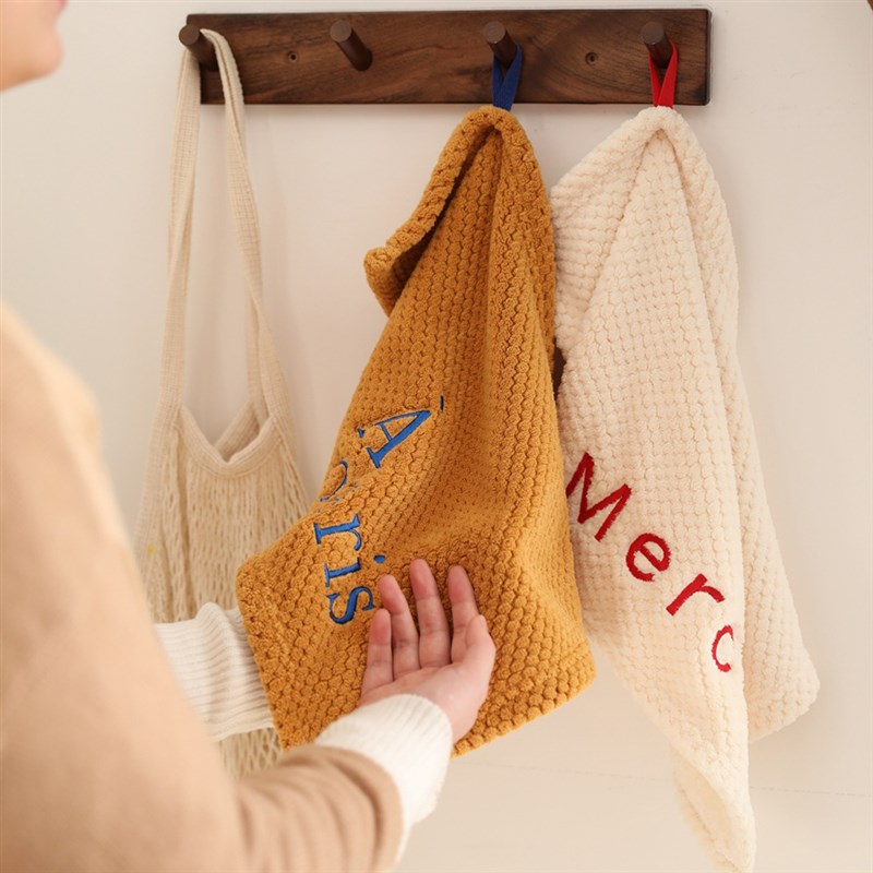 擦手巾挂式厨房家用超强吸水擦手毛巾卫生间浴室干手布加厚不掉毛