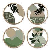 4件套波西米亚乡村墙壁艺术农舍墙壁装 饰木制壁挂镂空图案花圆形