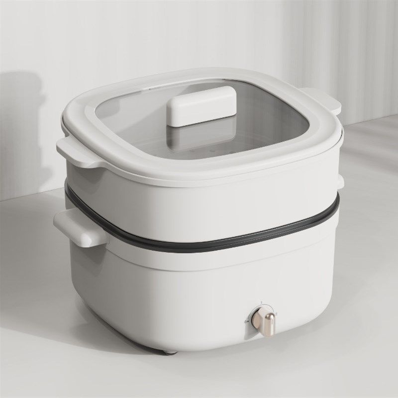 家用电煮锅多功能学生宿舍电火锅大容量不粘电热锅学生煮锅带蒸笼