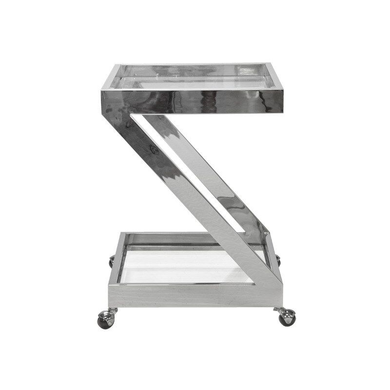 现代轻奢Z型不锈钢双层餐车/软装定制/酒店/别墅/样板房铁艺餐车