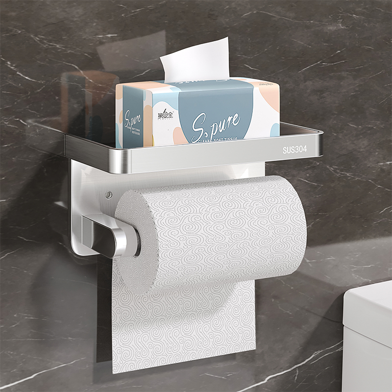 304不锈钢卫生间n纸巾盒免打孔壁挂式厕所厕纸放置抽纸卷纸置物架