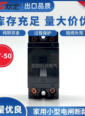 NT50家用小型断路器 黑色电闸开关 30A2P空气开关20A纯铜阻燃外壳