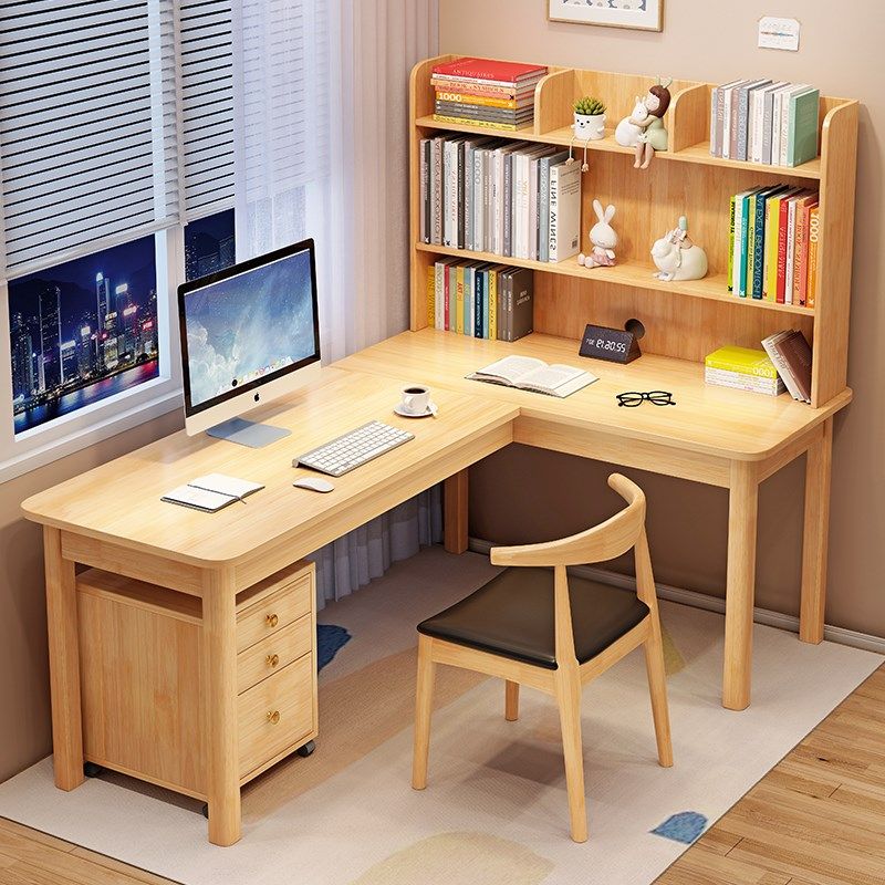 转角书桌一体书架写字桌电脑桌家用中学生办公桌简约实木长条桌子,童装/婴儿装/亲子装,儿童装饰手表,淘宝优惠券,粉丝福利购,淘宝优惠卷
