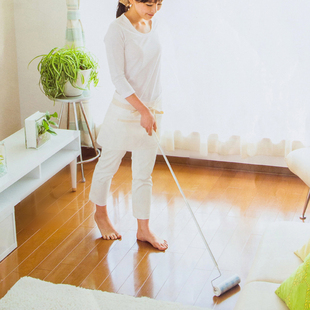 日本进口NITOMS长柄地板粘毛滚撕式 毛发吹尘器替换纸扫把滚刷拖把