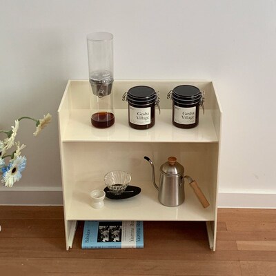 Lifepoem奶油风亚克力置物架简约客厅双层书架碗碟收纳架床头柜