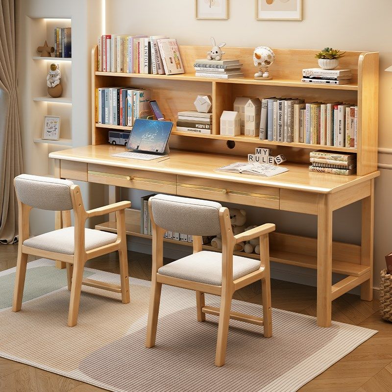 简约现代实木双人电脑桌家用加长儿童学习写字桌学生书桌书架一体,童装/婴儿装/亲子装,儿童装饰手表,淘宝优惠券,粉丝福利购,淘宝优惠卷